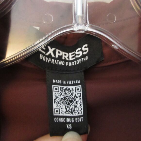 Express Boyfriend Portofino Top‎ XS Burgundy Relaxed Fit Conscious Edit - Picture 5 of 10